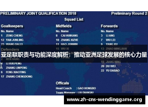 亚足联职责与功能深度解析:推动亚洲足球发展的核心力量 亚足联职责与功能深度解析:推动亚洲足球发展的核心力量